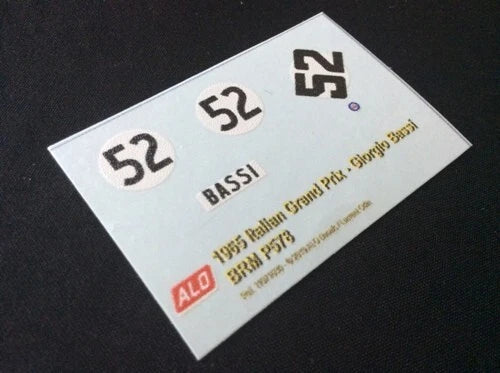 1965 ITALIAN GP #52 BRM P578 GIORGIO BASSI 1:43 DECALS
