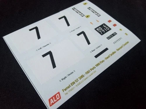 1961 PARIS 1000 KMS, MONTLHERY # 7 FERRARI 250 GT SWB HENRI OREILLER/BERNARD CONSTEN 1:43, 1:32, 1:24, 1:18 DECALS