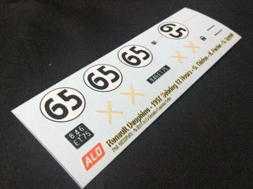 1957 SEBRING 12 HOURS #65 RENAULT DAUPHINE GILBERTE THIRION/NADEGE FERRIER/GEORGE SPYDEL 1:43, 1:32 DECALS