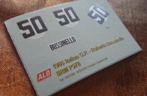1965 ITALIAN GP #50 BRM P578 ROBERTO BUSSINELLO 1:43 DECALS