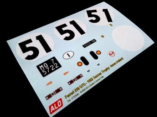 1962 SUSSEX TROPHY, GOODWOOD #51 FERRARI 250 GTO INNES IRELAND 1:43, 1:18 DECALS