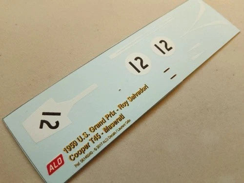 1959 UNITED STATES GP #12 COOPER T45 ROY SALVADORI 1:43 DECALS