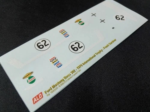 1970 INTERNATIONAL TROPHY, SILVERSTONE #62 FORD MUSTANG BOSS FRANK GARDNER 1:43, 1:24 DECALS