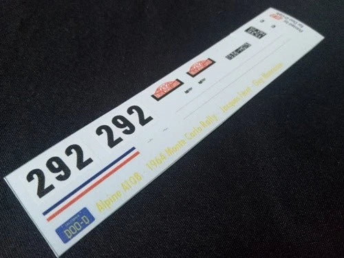 1964 MONTE CARLO RALLY #292 ALPINE A108 JACQUES FERET/GUY MONRAISSE 1:43 DECALS