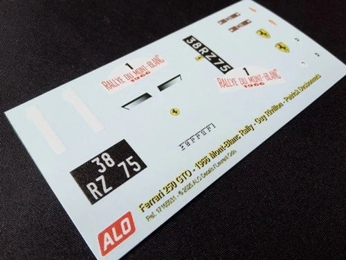 1966 RALLYE DU MONT-BLANC #1 FERRARI 250 GTO GUY RIVILLON/PATRICK DESBONNETS 1:18 DECALS