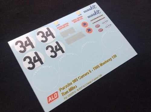1966 MONTEREY 150, LAGUNA SECA #34 PORSCHE 906 KEN MILES 1:43, 1:24 DECALS