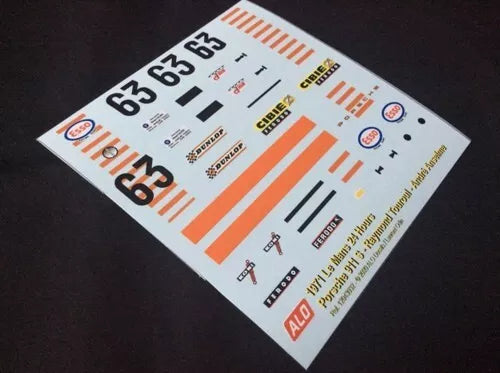 1971 LE MANS 24 HOURS #63 PORSCHE 911 RAYMOND TOUROUL/ANDRE ANSELME 1:43, 1:24 DECALS