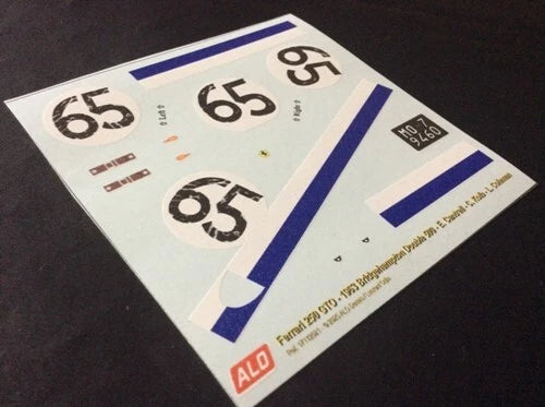 1963 BRIDGEHAMPTON DOUBLE 500 #65 FERRARI 250 GTO ED CANTRELL/CHARLIE KOLB/LIN COLEMAN 1:18 DECALS