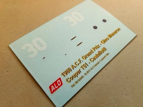 1960 FRENCH GP #30 COOPER T51 GINO MUNARON 1:43 DECALS