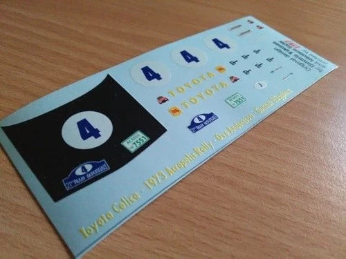 1973 ACROPOLIS RALLY #4 TOYOTA CELICA OVE ANDERSSON/GUNNAR HAGGBOM 1:43 DECALS