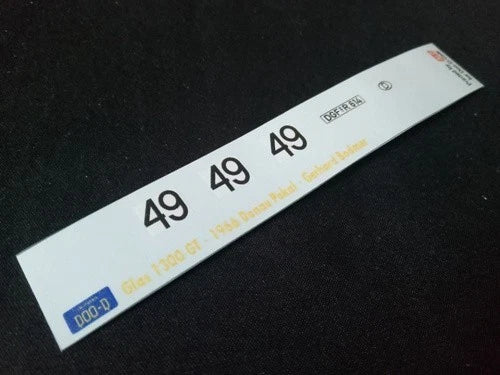 1966 DONAU POKAL RENNEN, ASPERN #49 GLAS 1300 GT GERHARD BODMER 1:43 DECALS