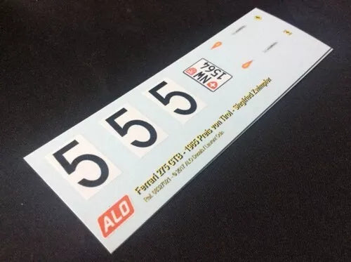 1965 PREIS VON TIROL, INNSBRUCK #5 FERRARI 275 GTB SIEGFRIED ZWIMPFER 1:43, 1:18 DECALS