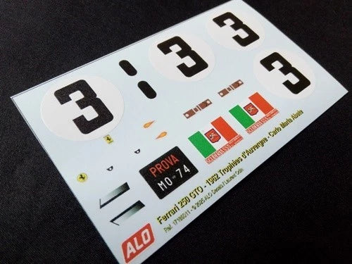 1962 TROPHEES D'AUVERGNE, CHARADE #3 FERRARI 250 GTO CARLO MARIA ABATE 1:43, 1:18 DECALS