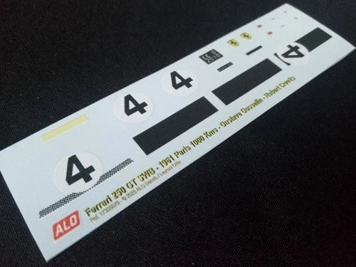 1961 PARIS 1000 KMS, MONTLHERY # 4 FERRARI 250 GT SWB GUSTAVE GOSSELIN/ROBERT CREVITS 1:43, 1:32, 1:24, 1:18 DECALS