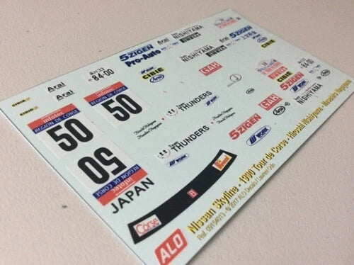 1990 TOUR DE CORSE #50 NISSAN SKYLINE GT-R HIROSHI NISHIYAMA/MASAHIRO NAGAYAMA 1:43, 1:32 DECALS