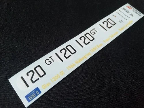 1966 NÜRBURGRING 1000 KMS #120 GLAS 1300 GT FRANZ SCHWAN/ROBERT LEYSIEFFER 1:43 DECALS