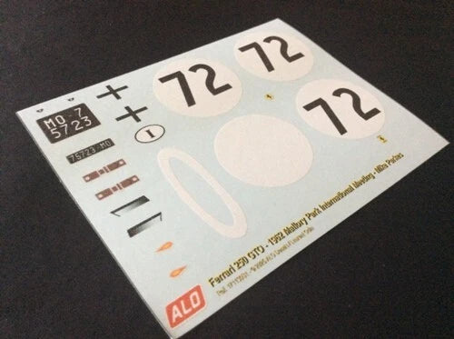 1962 MALLORY PARK INTERNATIONAL MEETING #72 FERRARI 250 GTO MIKE PARKES 1:18 DECALS