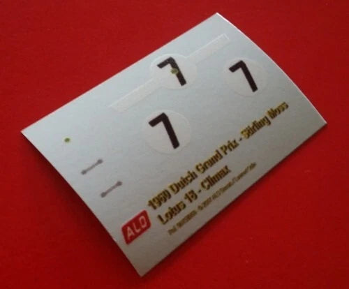 1960 DUTCH GP #7 LOTUS 18 STIRLING MOSS 1:43 DECALS