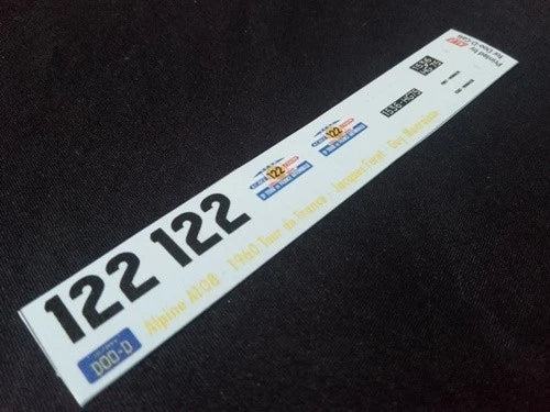 1960 TOUR DE FRANCE #122 ALPINE A108 JACQUES FERET/GUY MONRAISSE 1:43 DECALS