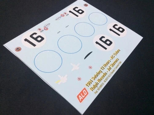 1964 SEBRING 12 HOURS #16 AC SHELBY COBRA RALPH NOSEDA/JEF STEVENS 1:43, 1:24 DECALS