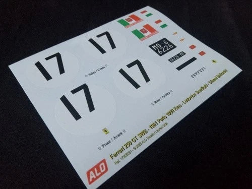 1961 PARIS 1000 KMS, MONTLHERY #17 FERRARI 250 GT SWB LUDOVICO SCARFIOTTI/GIANNI BALZARINI 1:43, 1:32, 1:24, 1:18 DECALS