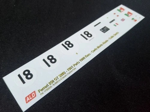 1961 PARIS 1000 KMS, MONTLHERY #18 FERRARI 250 GT SWB CARLO MARIA ABATE/COLIN DAVIS 1:43, 1:32, 1:24, 1:18 DECALS