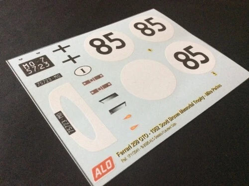1962 SCOTT BROWN MEMORIAL TROPHY, SNETTERTON #85 FERRARI 250 GTO MIKE PARKES 1:18 DECALS
