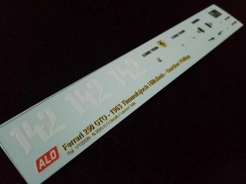 1963 TIMMELSJOCH HILLCLIMB #142 FERRARI 250 GTO GUNTHER PHILIPP 1:43 DECALS