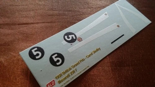 1958 BRITISH GP #5 MASERATI 250F CARROLL SHELBY 1:43 DECALS