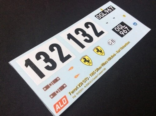 1965 OLLON-VILLARS HILLCLIMB #132 FERRARI 250 GTO KARL RICHARDSON 1:43, 1:24, 1:18 DECALS