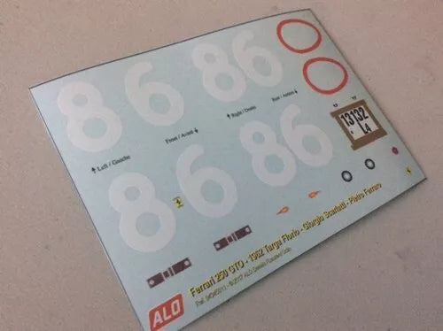 1962 TARGA FLORIO #86 FERRARI 250 GTO GIORGIO SCARLATTI/PIETRO FERRARO 1:43, 1:24, 1:18 DECALS
