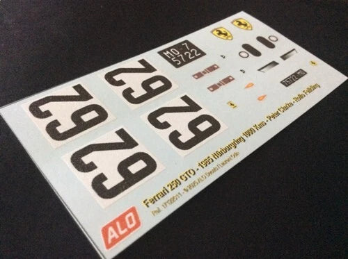 1965 NÜRBURGRING 1000 KMS #62 FERRARI 250 GTO PETER CLARKE/ROLLO FEILDING 1:18 DECALS