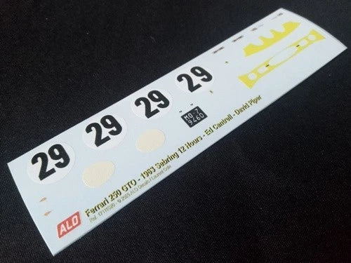 1963 SEBRING 12 HOURS #29 FERRARI 250 GTO ED CANTRELL/DAVID PIPER 1:43, 1:32, 1:24, 1:18 DECALS