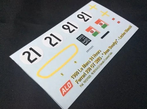 1960 LE MANS 24 HOURS #21 FERRARI 250 GT SWB JEAN BEURLYS/LUCIEN BIANCHI 1:43, 1:24, 1:18 DECALS