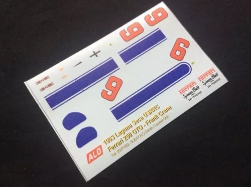 1963 LAGUNA SECA USRRC #9 FERRARI 250 GTO FRANK CRANE 1:43, 1:24, 1:18 DECALS