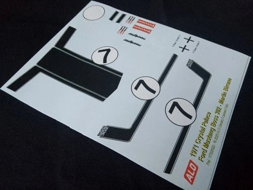 1971 CRYSTAL PALACE #7 FORD MUSTANG BOSS MARTIN BIRRANE 1:43, 1:24 DECALS