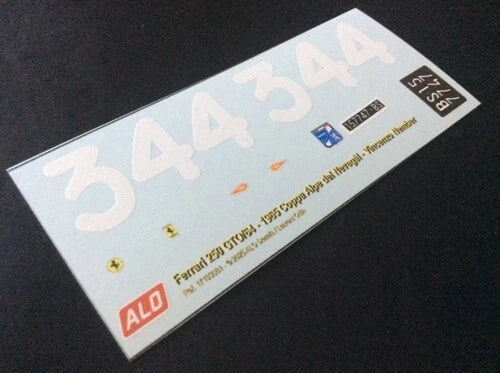 1965 COPPA ALPE DEL NEVEGAL #344 FERRARI 250 GTO/64 VINCENZO NEMBER 1:18 DECALS
