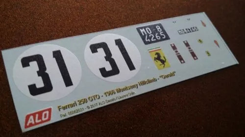 1966 MONTSENY HILLCLIMB #31 FERRARI 250 GTO "GERALD" 1:18 DECALS