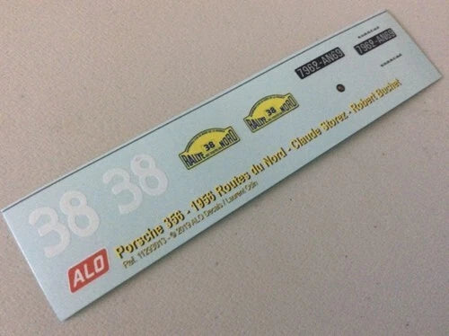 1956 ROUTES DU NORD RALLY #38 PORSCHE 356 CLAUDE STOREZ/ROBERT BUCHET 1:43, 1:32 DECALS
