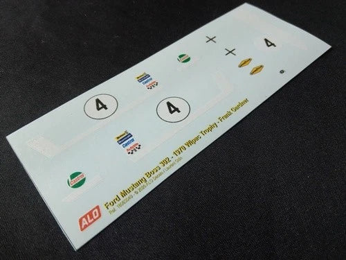 1970 WIPAC TROPHY, SILVERSTONE #4 FORD MUSTANG BOSS FRANK GARDNER 1:43, 1:24 DECALS