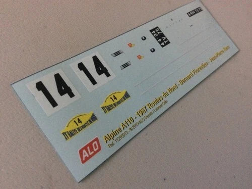 1967 ROUTES DU NORD RALLY #14 ALPINE A110 BERNARD FIORENTINO/JEAN-PIERRE KERN 1:43, 1:32 DECALS