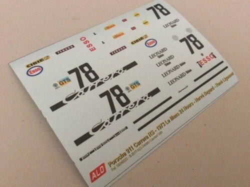 1973 LE MANS 24 HOURS #78 PORSCHE 911 HERVE BAYARD/RENE LIGONNET 1:43, 1:32, 1:24 DECALS