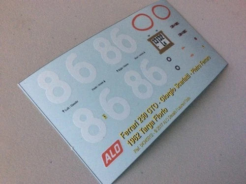 1962 TARGA FLORIO #86 FERRARI 250 GTO GIORGIO SCARLATTI/PIETRO FERRARO 1:43, 1:24, 1:18 DECALS