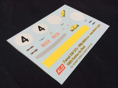 1965 ROUTES DU NORD RALLY #4 FERRARI 250 GTO WILLY MAIRESSE/JEAN-MARIE LAGAE 1:43, 1:24, 1:18 DECALS