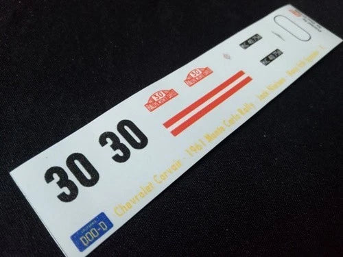 1961 MONTE CARLO RALLY #30 CHEVROLET CORVAIR JACK NIELSEN/HANS ERIK EGANDER 1:43, 1:24, 1:18 DECALS