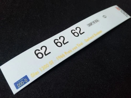 1966 PREIS VON TIROL, INNSBRUCK #62 GLAS 1300 GT GERHARD BODMER 1:43 DECALS