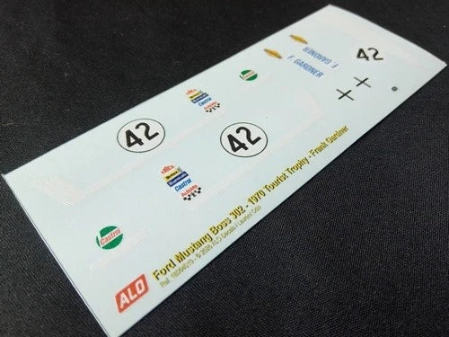 1970 TOURIST TROPHY, SILVERSTONE #42 FORD MUSTANG BOSS FRANK GARDNER 1:43, 1:24 DECALS