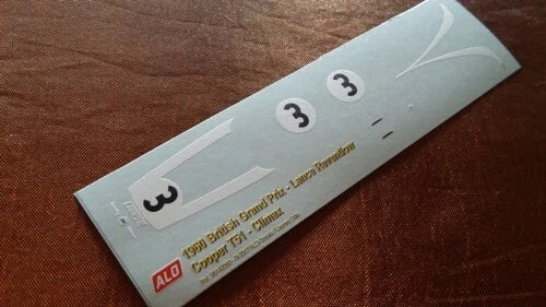 1960 BRITISH GP PRACTICE #3 COOPER T51 LANCE REVENTLOW 1:43 DECALS