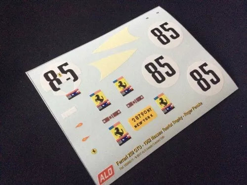 1962 NASSAU TOURIST TROPHY #85 FERRARI 250 GTO ROGER PENSKE 1:43, 1:32, 1:18 DECALS