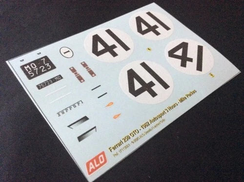 1962 AUTOSPORT 3 HRS, SNETTERTON #41 FERRARI 250 GTO MIKE PARKES 1:18 DECALS